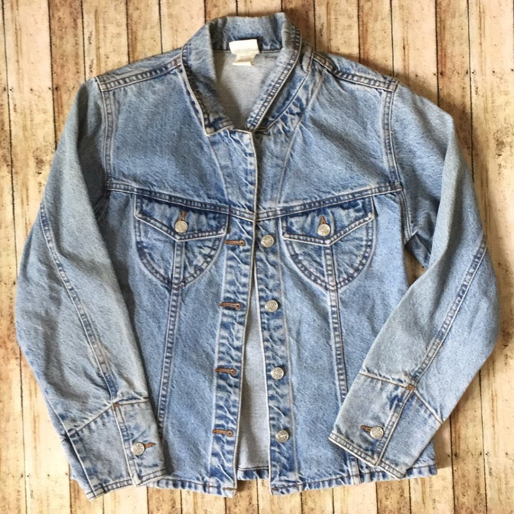 Vintage 90’s Y2K Moda International Light Wash Denim Jean Jacket Small